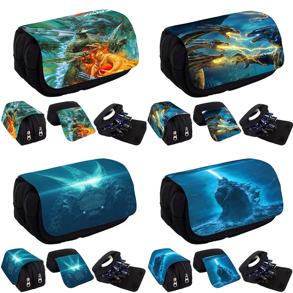

Godzillas Kongs Theme Pencil Bag Nylon pencil case children black to school supplies High Quality stationery set