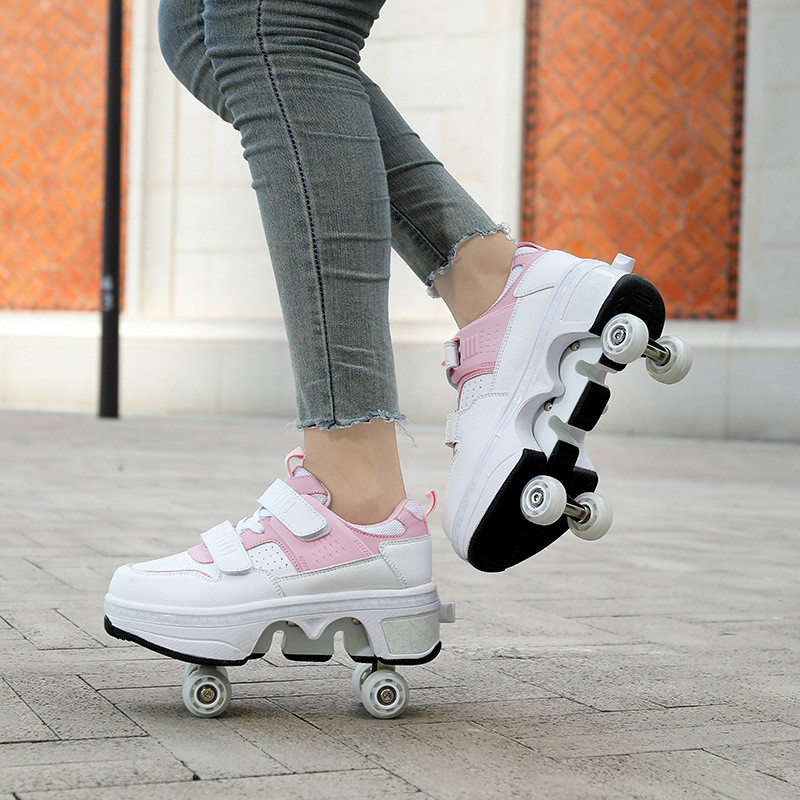 Sepatu Roller untuk Anak Perempuan Sepatu Skate Empat Roda untuk Pelajar Perempuan Sepatu Roller Tra