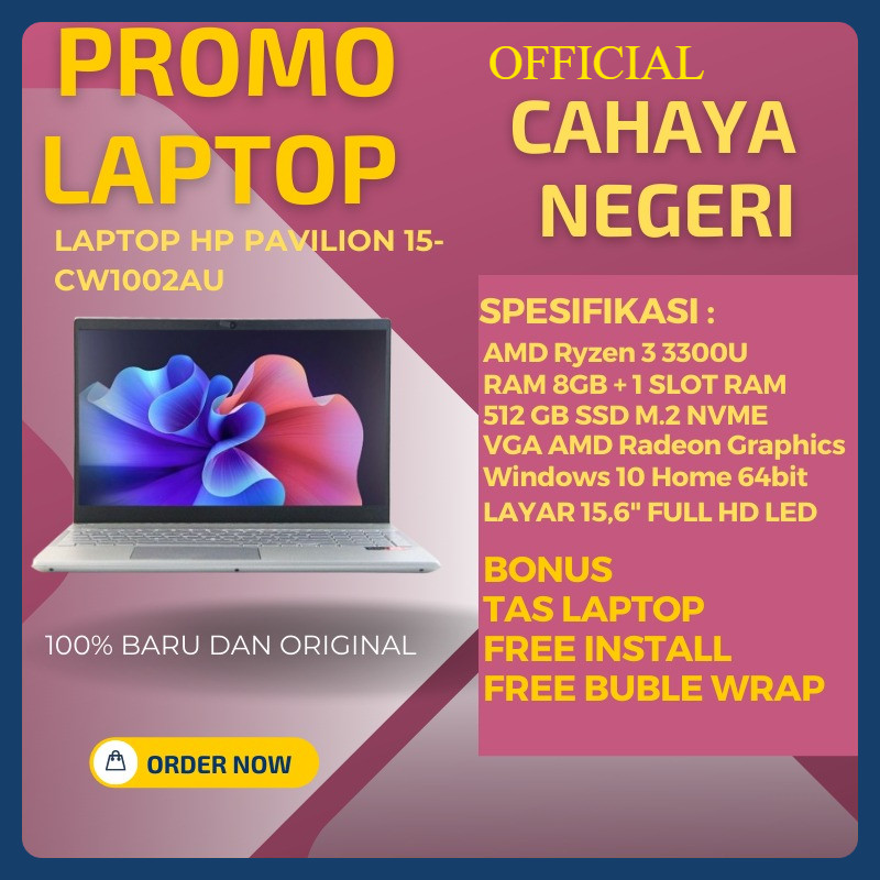 PROMO LAPTOP AMD Ryzen 3 RAM 8GB SSD 512GB windows 10 original HARGA 4 jt an buat pelajar pekerja ka