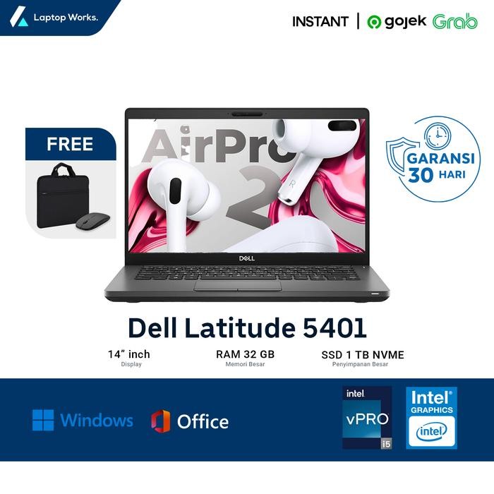 Laptop Dell Latitude 5401 Core I5 gen 9 Ram 32 GB Ssd 1 TB NVME Bonus Tas & Mouse Wireless