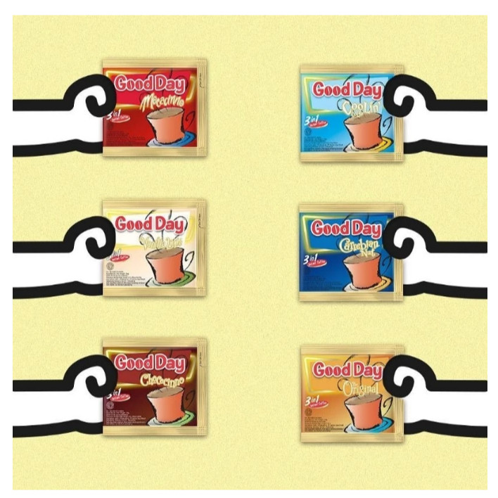 

Kopi Good Day instan 3 in 1 ALL VARIANT / 1 RENCENG ISI 10 PCS