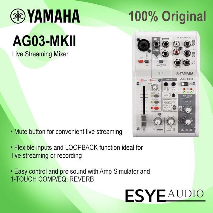 Yamaha AG03MK2 AG03MKII AG03 AG 03 MK2 MKII AG03MKii 3-Channel Live Streaming Loopback Mixer/USB Int