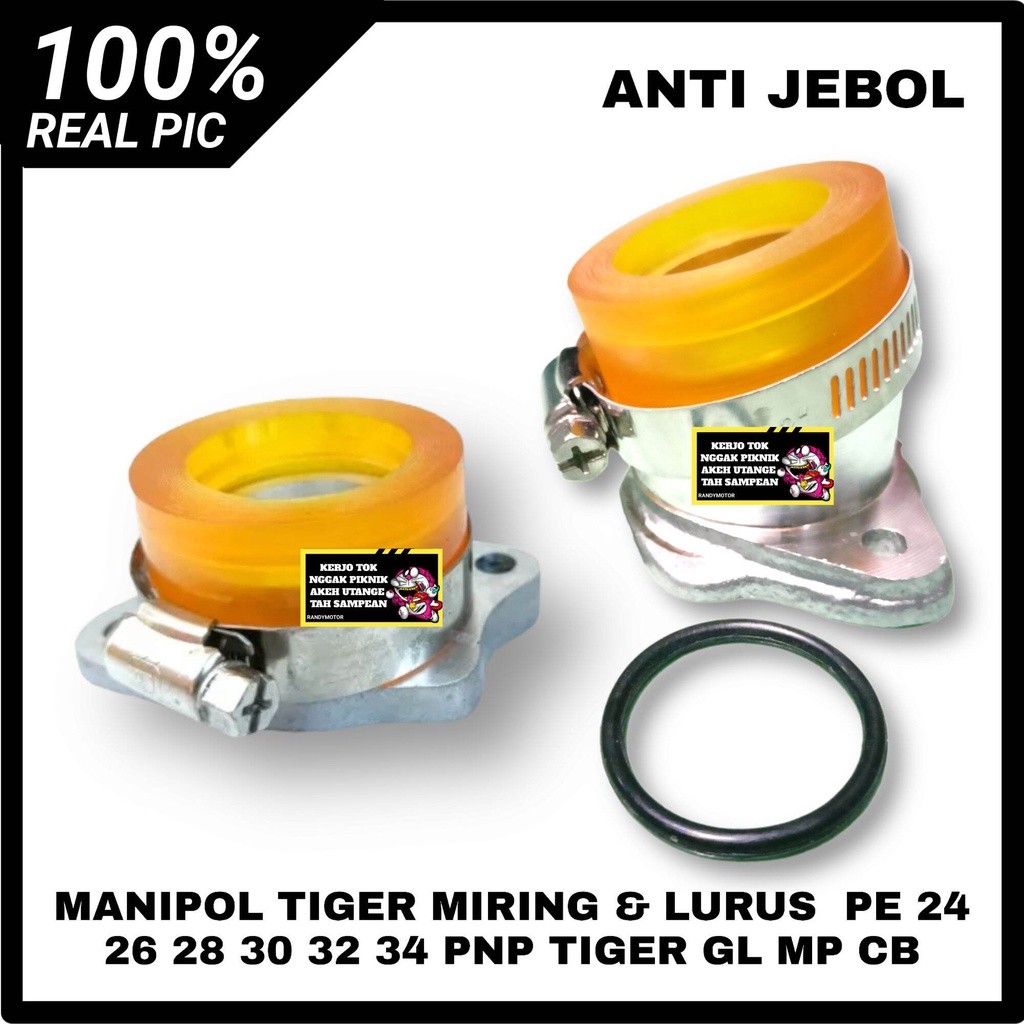 MANIPOL MANIFOLD INTAKE TIGER MIRING DAN LURUS TEFLON  PE PWK 24 26 28 30 32 34 HONDA CB GL MEGAPRO 