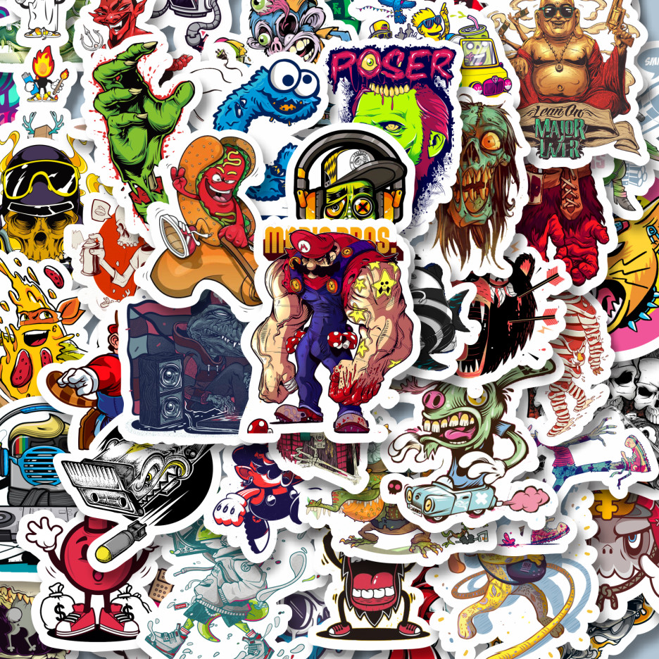 

100PCS Lucu Stiker Grafiti Retro Art Character 1 Stiker Aesthetic Stiker Anti Air Stikers Berperekat Waterproof sticker decal buat Motor Helm Buku Journal Koper Casing HP Laptop Botol Minum Hadiah anak