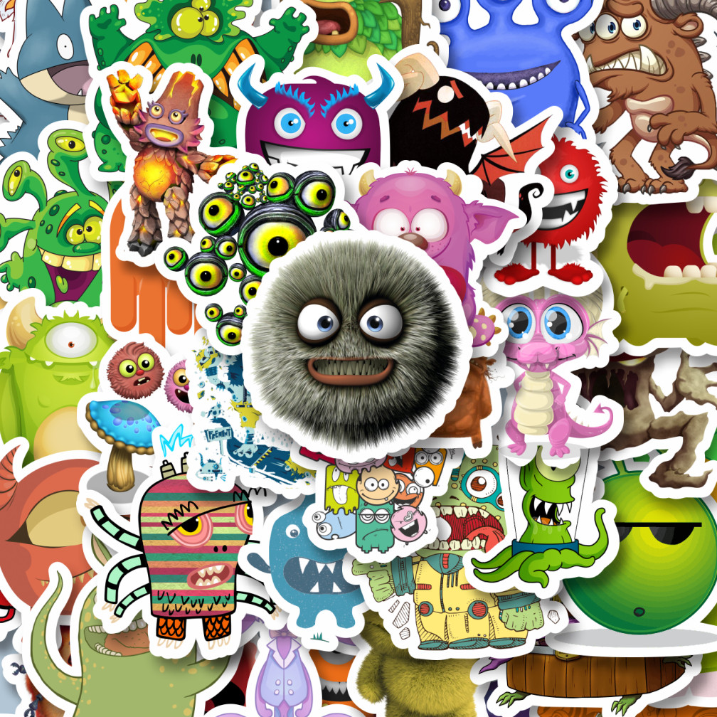 

100PCS Lucu Stiker Monster Art Illustration Karakter Mix 7 Stiker Aesthetic Stiker Anti Air Stikers Berperekat Waterproof sticker decal buat Motor Helm Buku Journal Koper Casing HP Laptop Botol Minum Hadiah anak