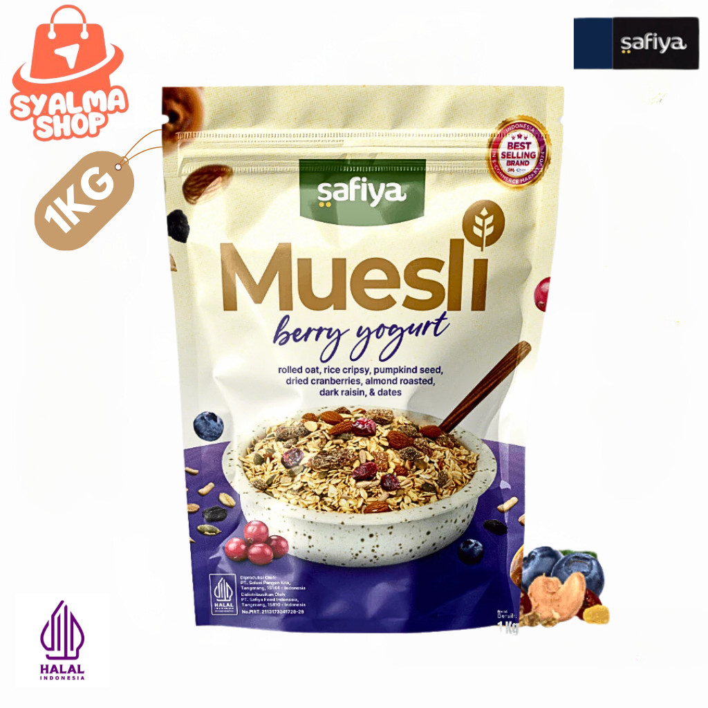 

Safiya Muesli Berry Yogurt 1 Kg Sereal Oatmeal With Almond Premium Tinggi Serat Diet