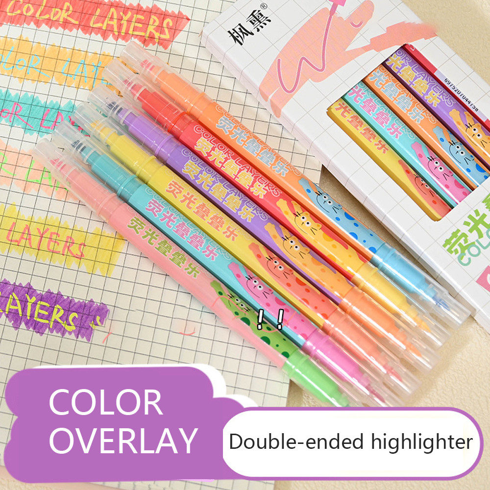 

6pcs/set Pastel Highlighter Pen Set Cute Aesthetic Colored Markers for Kids School Office Supplies