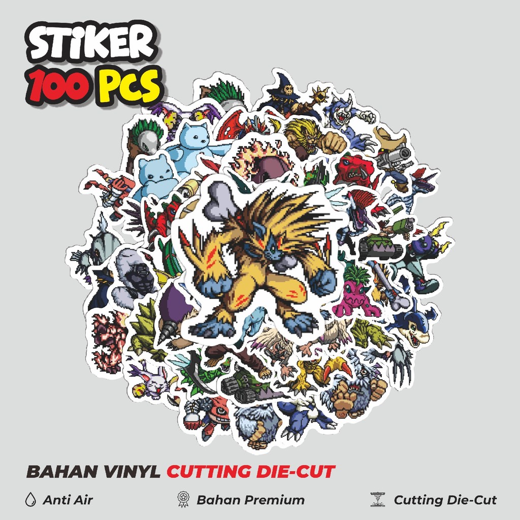 

Terbaru! 50 pcs Stiker Pixel Digimon V66 Dekorasi Lucu Kreatif untuk Notebook, Skateboard, HP