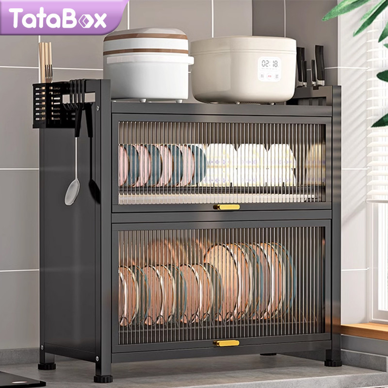 TataBox Rak Piring Tertutup Rak Cuci Piring  Lemari Piring Kecil Stainless Steel Rak Dapur Dish