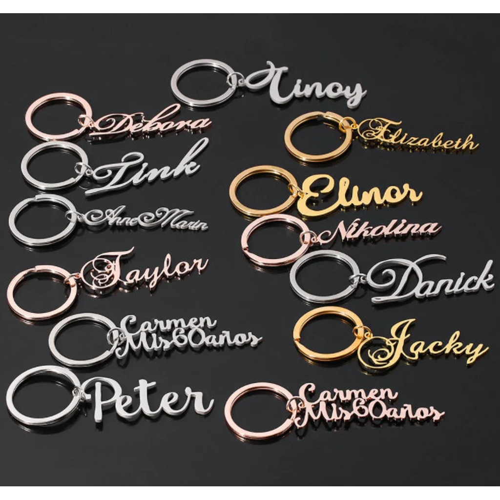

Custom Name Keychain Personalized Vertical Nameplate Pendant Stainless Steel Keyring For Unisex Family Jewelry Wholesale