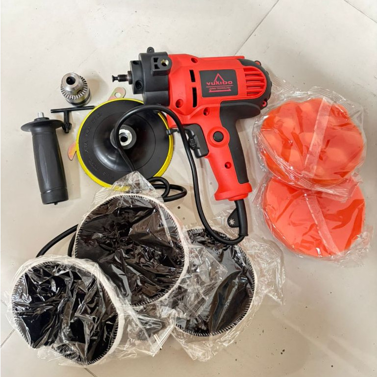 Mesin Poles 2 IN 1 Mobil Motor Detailing Wool Polisher 5" Disc Set Lengkap