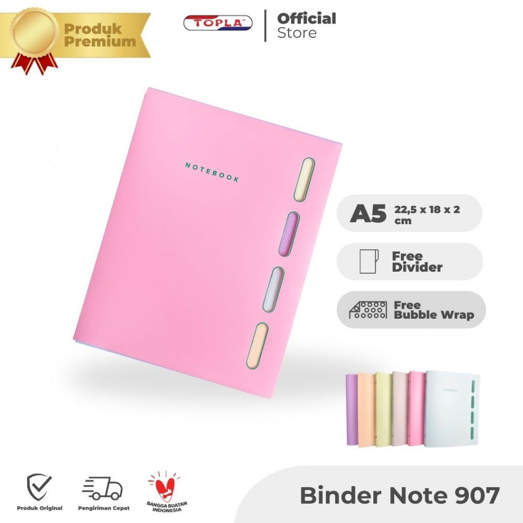 

Binder Note 907 20 ring pastel binder buku catatan sekolah Kuliah ukuran A5 Topla