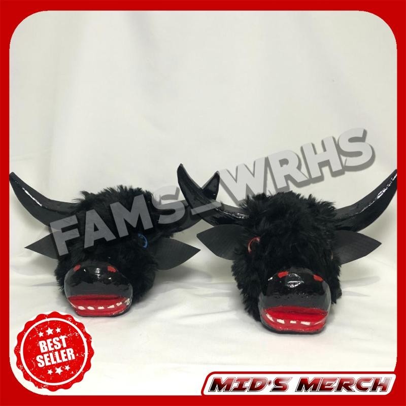 (Terbaik) Bantengan Bulu Putih Mini Bantengan Anak Bahan Kayu Variasi Bulu Hitam Tv52 *