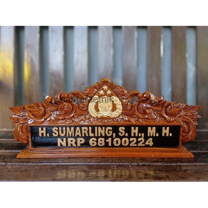 papan nama meja kayu jati + PAPAN NAMA MEJA KANTOR + PAPAN NAMA POLISI