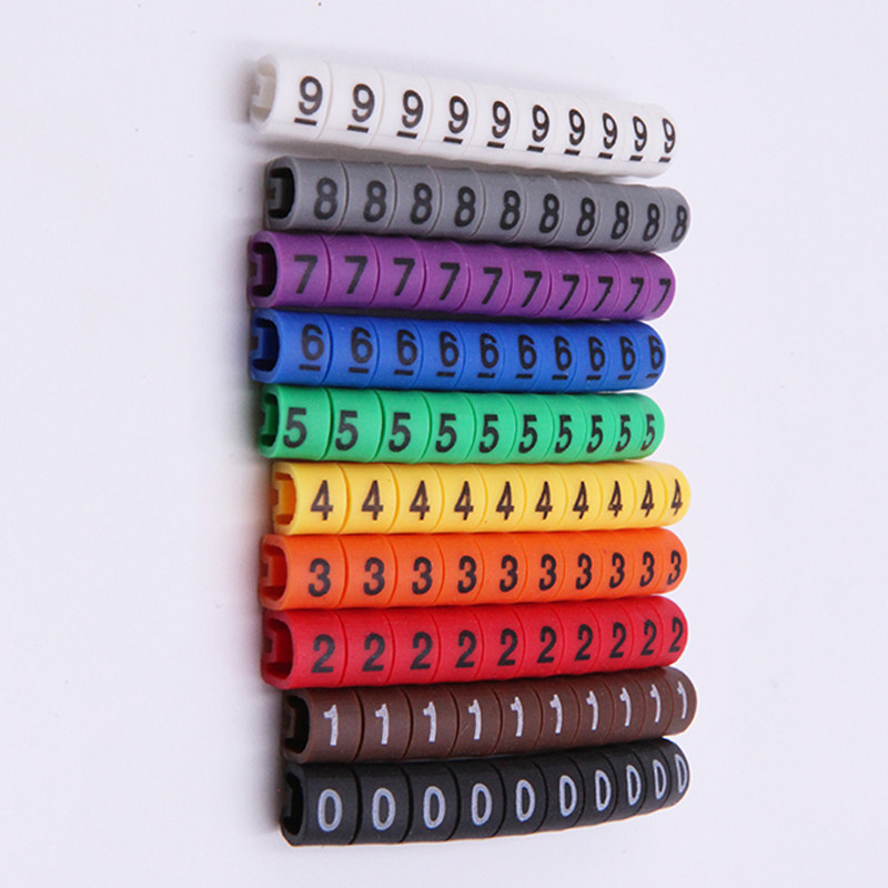

10-100PCS/ EC-0 EC-1 EC-2 EC-3 color Cable Marker Wire marker Number 0 to 9 Cable Size 1.0~10 sqmm mix Colored