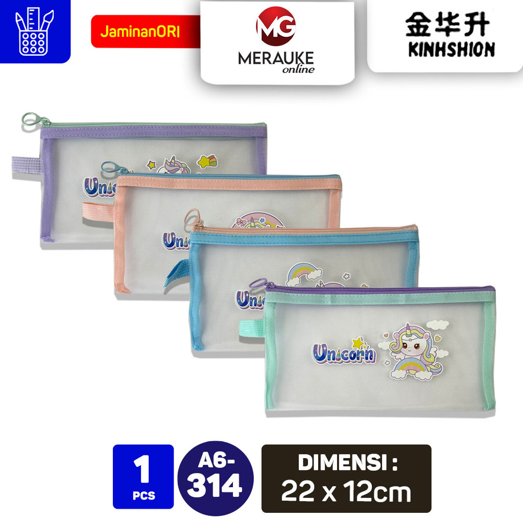 

KINHSHION Tempat Pensil Jaring Pencil Case Jala UNICORN A6 314