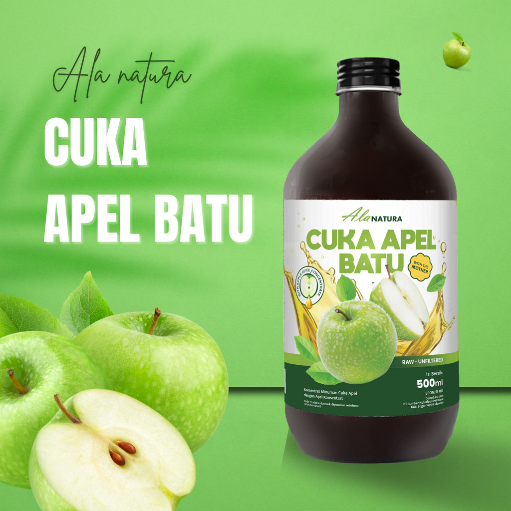 

Cuka Apel Batu Ala Natura Apple Cider Vinegar with Mother Paket 1 Botol Jantung Sehat Halal dan BPOM