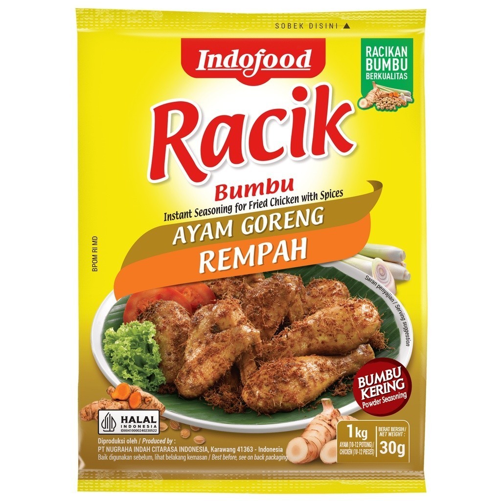 

Indofood B.Racik Ayam Goreng Rempah 30gr Alami
