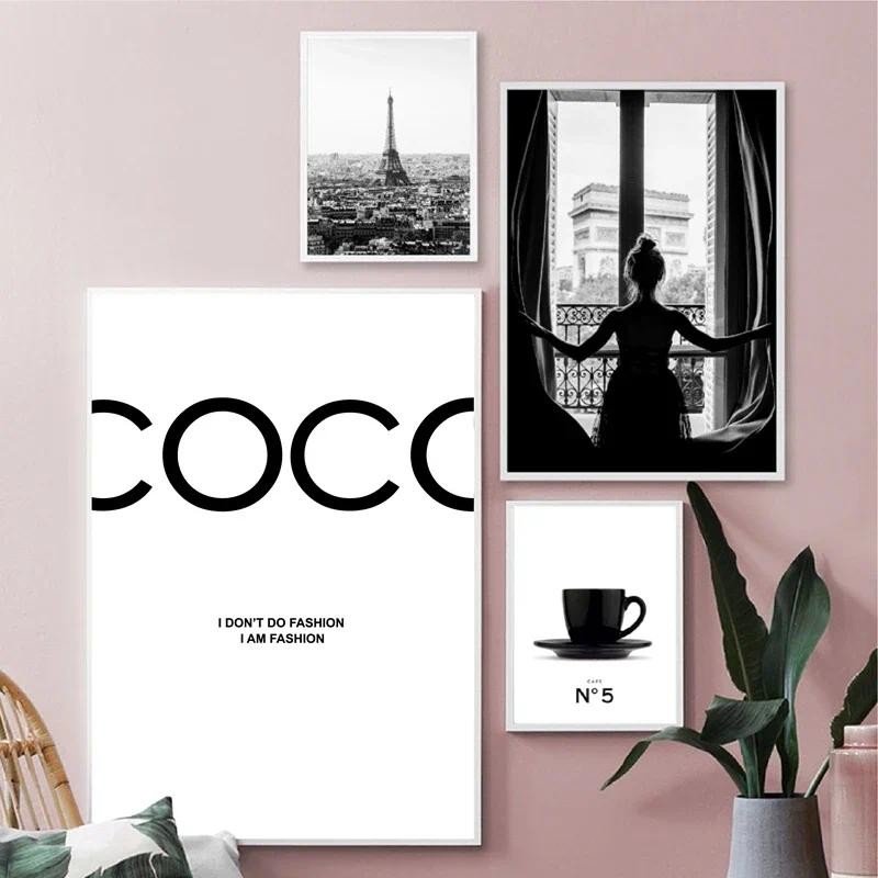 

Elegant Woman Fashion Coco Quotes Wall Art Nordic Style Canvas Prints for Living Room Modern Home Decor Posters