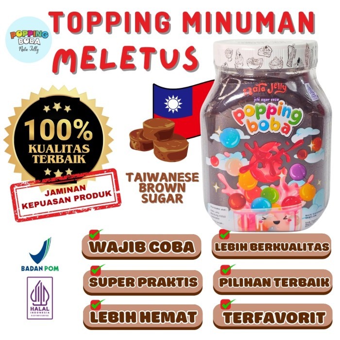 

Popping Boba Rasa Brown Sugar 500 gram Topping Minuman