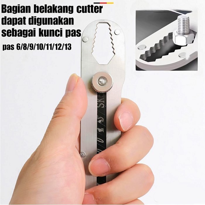 

9 In 1 Cutter Karter Carter Stainless Besar Penggaris Besi 10 CM Pisau Potong Kertas Kardus Paket Kunci Pas Alat Buka Tutup Botol