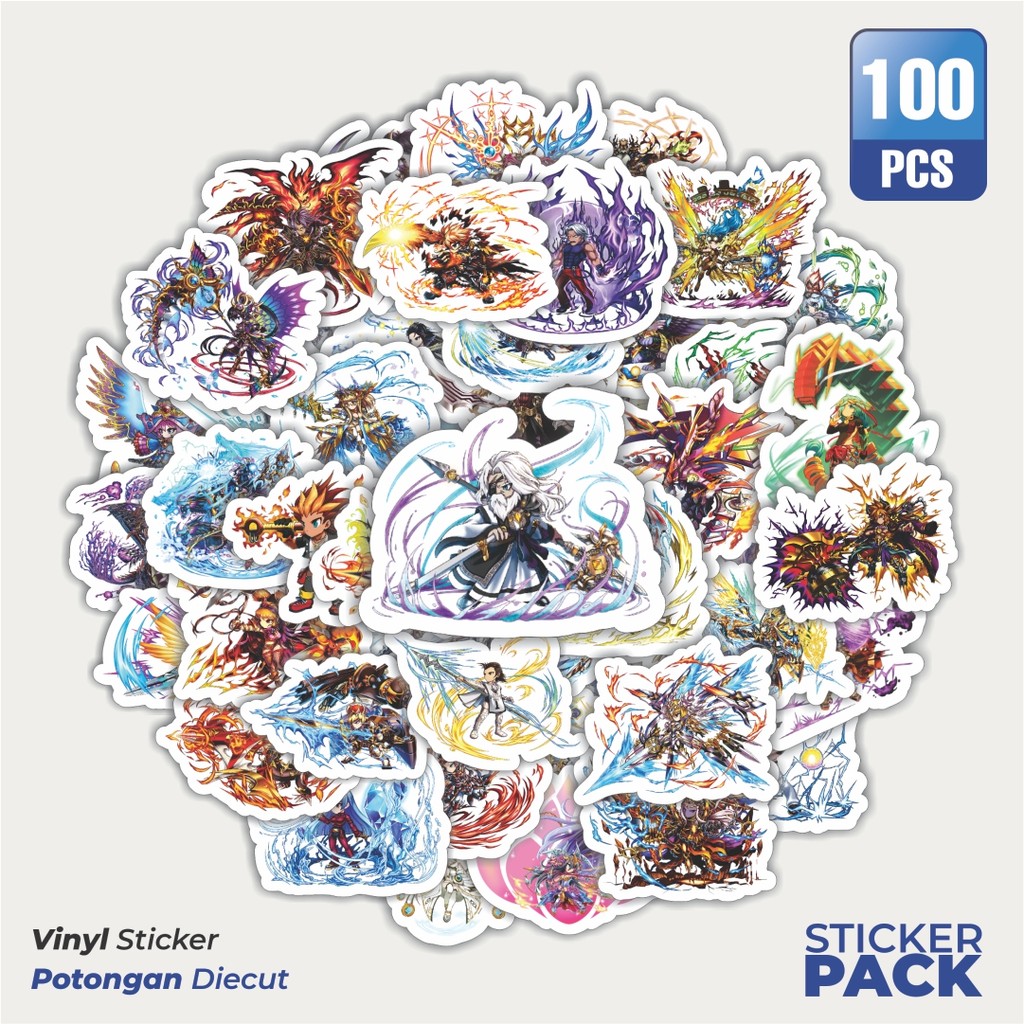 

100 PCS STIKER Stiker Game Series Brave Frontier Karakter Mix 2 Waterproof Aesthetic- Untuk Laptop, Motor, dan Helm - Paper Stationery Pack