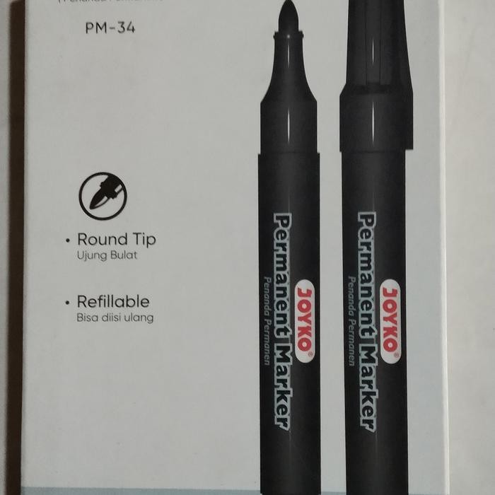 

Permanent Marker Spidol Permanen Joyko PM-34RF Refillable 1 Box 12 Pcs