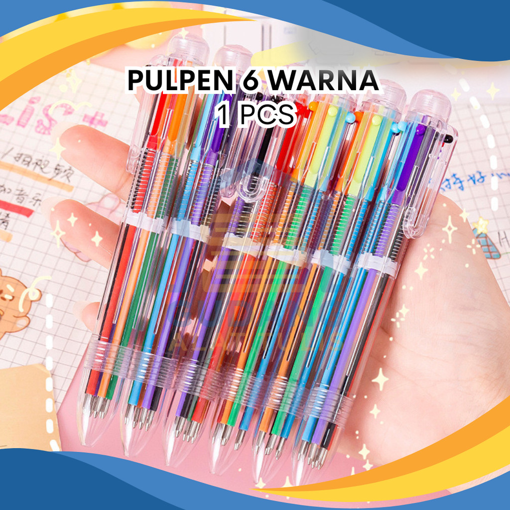 

PULPEN 6 WARNA TRANSPARAN 6 IN 1 PER PCS