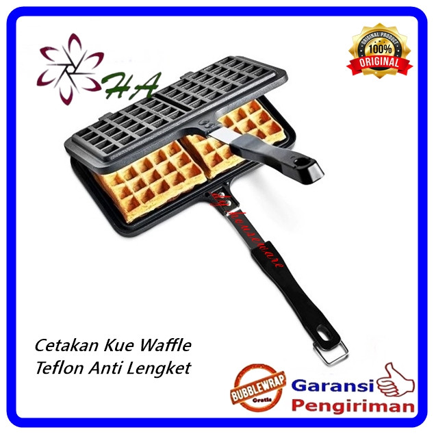 Cetakan Kue Wafel Teflon Anti Lengket Waffle maker Dobel Untuk Kompor ( Dobel )