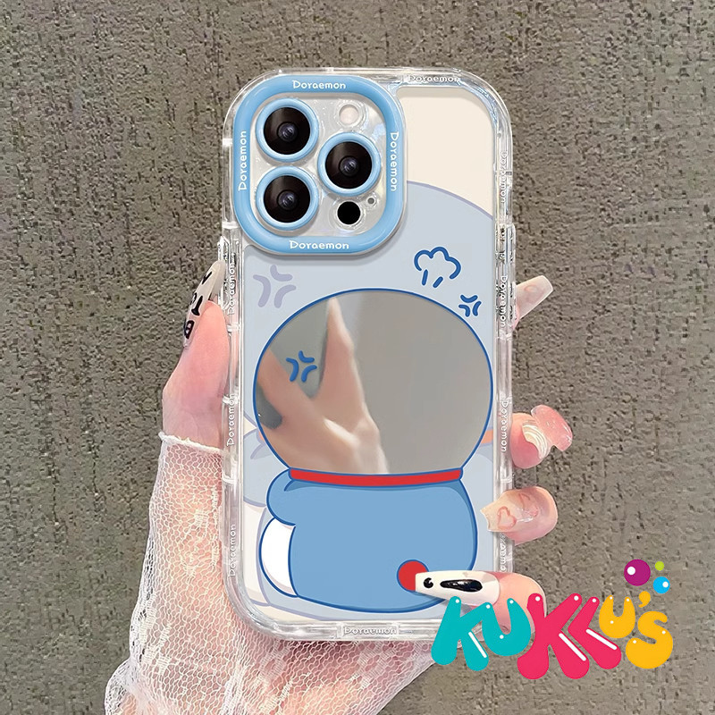 Doraemon Premium Mirror Case Oppo A3 A3X A38 A16 A18 A60 A5I Jm Lucu Soft Casing Hp Cermin