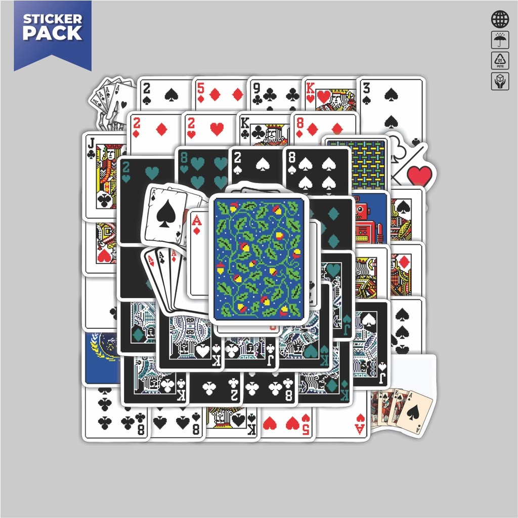 

[100PCS]Stiker Pack Stiker Kartu Poker V4 Aesthetic Vinyl Anti Air Dekorasi Sticker Laptop Buku Journal Koper Helm Casing HP Gitar Helm Skateboard
