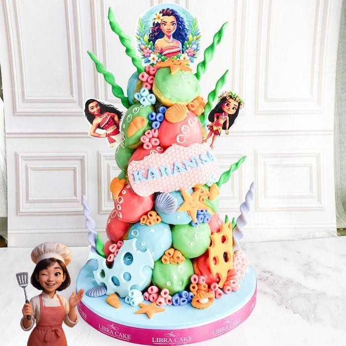 

Donat/Donat Ulang Tahun/Donat Tower Tema Moana/Kue Birthday Catering Malang DMT