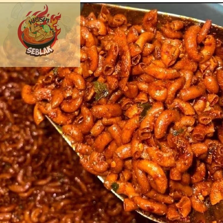 

Seblak krispi MAKARONI PEDAS DAUN JERUK BUMBU CIKRUH / MAKARONI SULTAN 1KG.s
