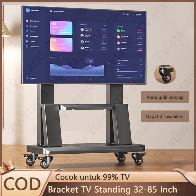 Terlaris Bracket TV 32-85 inch Stand TV Berdiri Adjustable Bracket Standing TV Roda Televisi Stand w