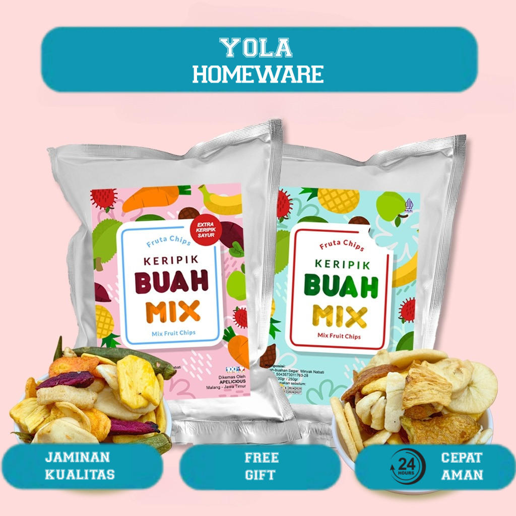 

APELICIOUS KERIPIK BUAH MIX 250g (MIX 6 BUAH) / KERIPIK BUAH SAYUR MIX 350g Fruta Apelicious