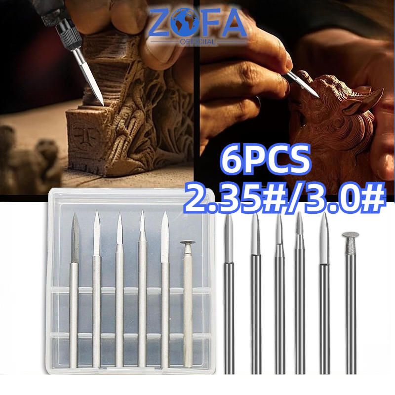 6PCS Mata Bor Kayu Kecil 2,35MM 3MM Untuk Ukiran Kayu, Ukiran Akar, Ukiran Kernel, Dll, Alat Listrik