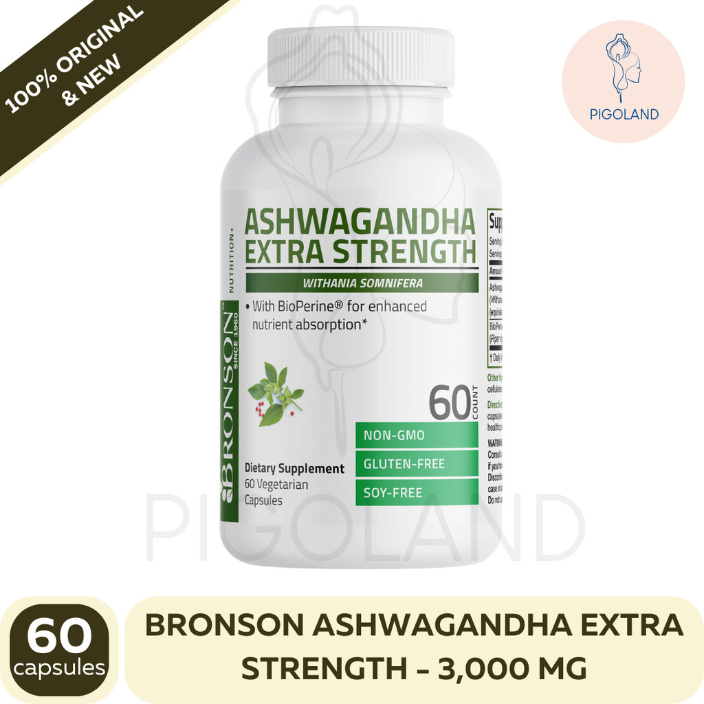 Bronson Ashwagandha Extra Strength - 3,000 mg Mood Booster Energy Support Stress Suplemen ORI USA