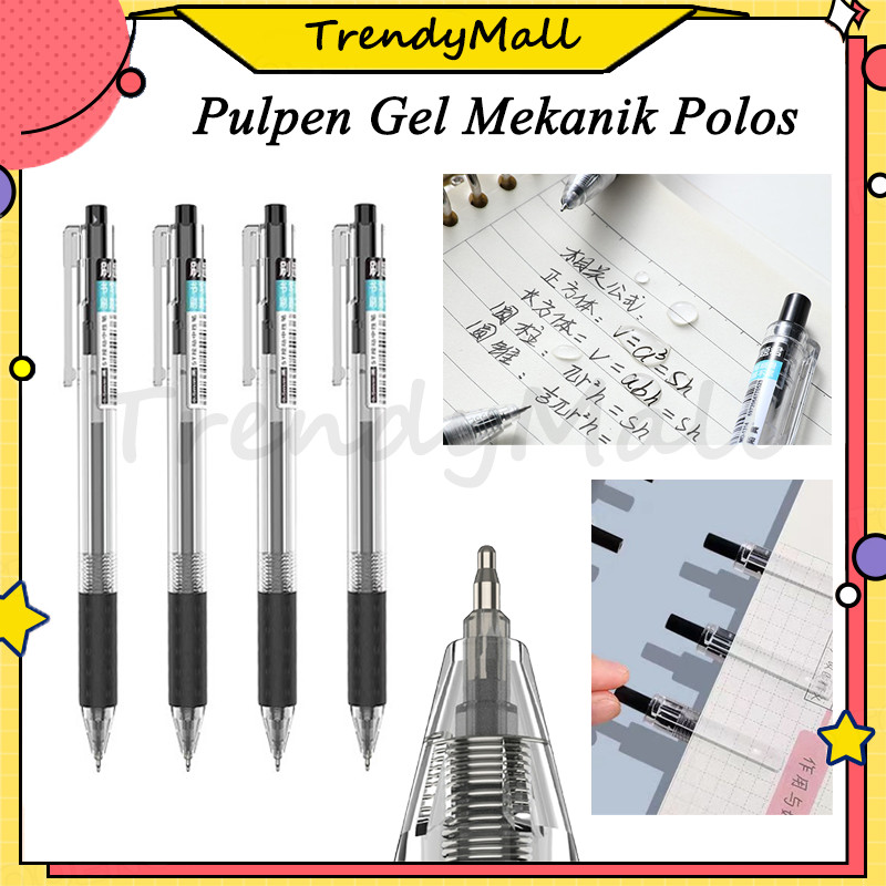 

Pena Gel Simple Pen White black Mekanik 0.5mm Aesthetic Pen/polos bolpoin gel mekanik tinta hitam/Pena Gel Mekanik/pulpen mekanik