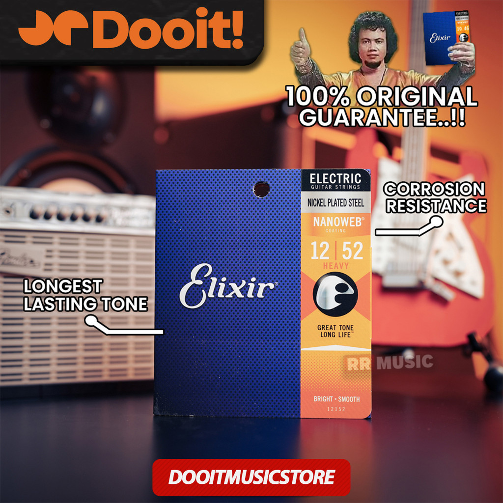 Elixir 12152 Nanoweb Electric Guitar String Senar Gitar Elektrik ORIGINAL- 12-52
