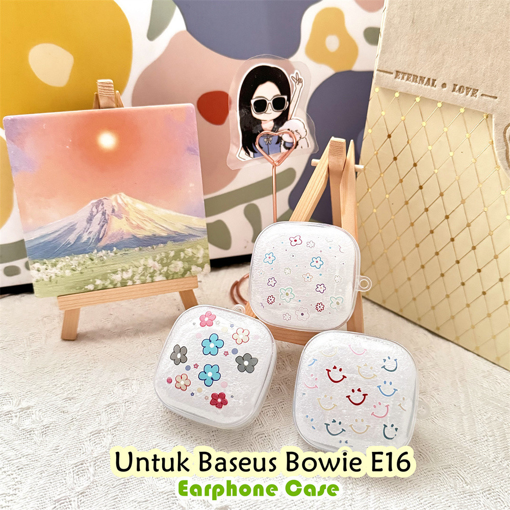Discount Untuk Baseus Bowie E16 Case transparan Pola kartun Trendi Soft Silicone Earphone Case NO.2