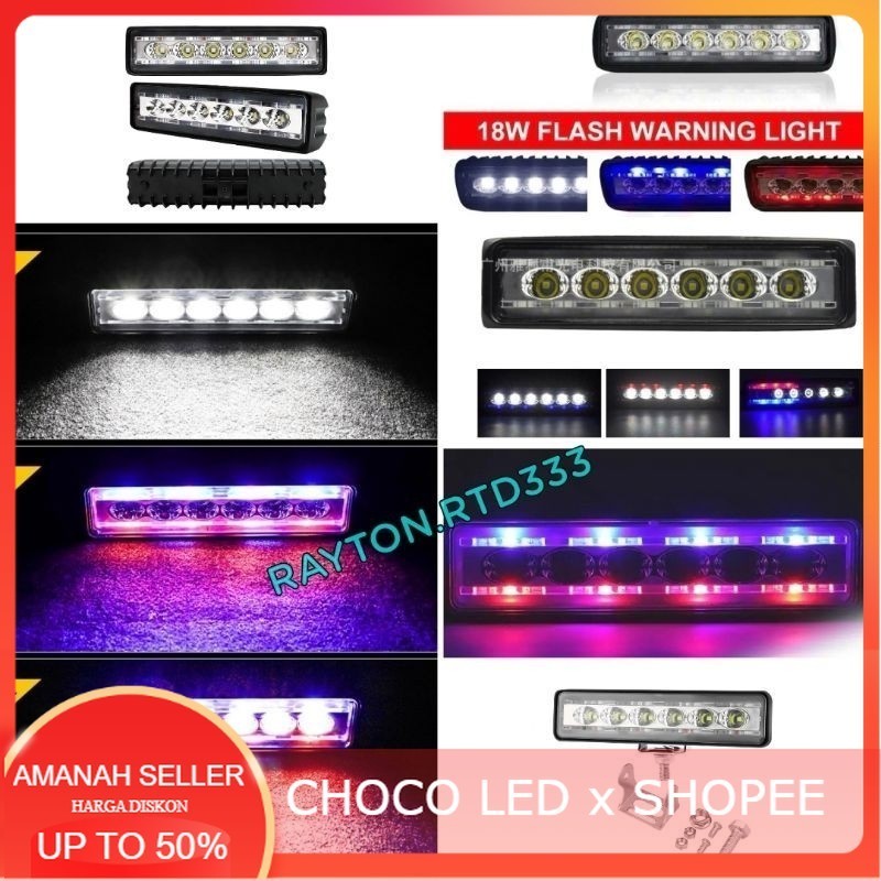 COD Lampu Tembak LED 6 Mata Mode Flash Senja Merah Biru CR7 Waterproof Alumunium Housing