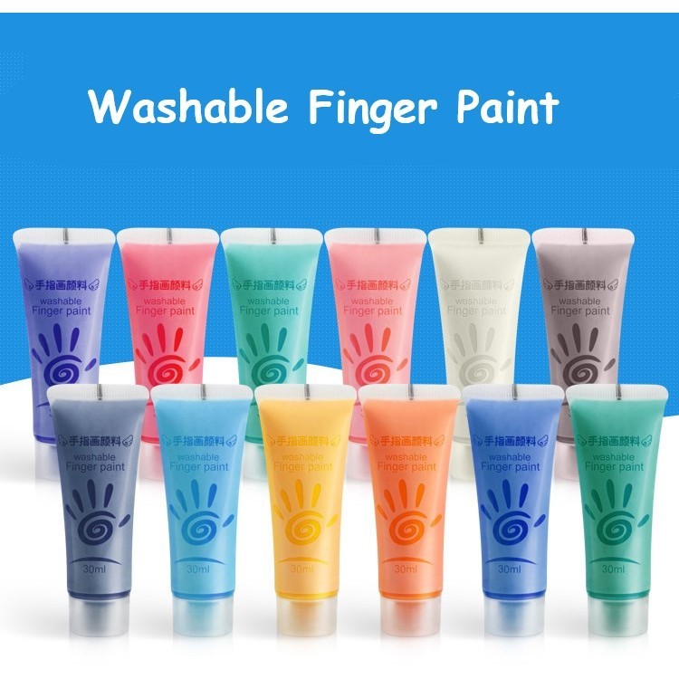 

Hand Painting Cat Warna Jari - Washable Finger Paint - 12 color Tube