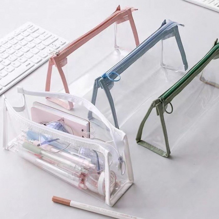 

TERLARIS! Kotak Pensil Transparan Stationary Organizer Aesthetic Korean Style - PINK