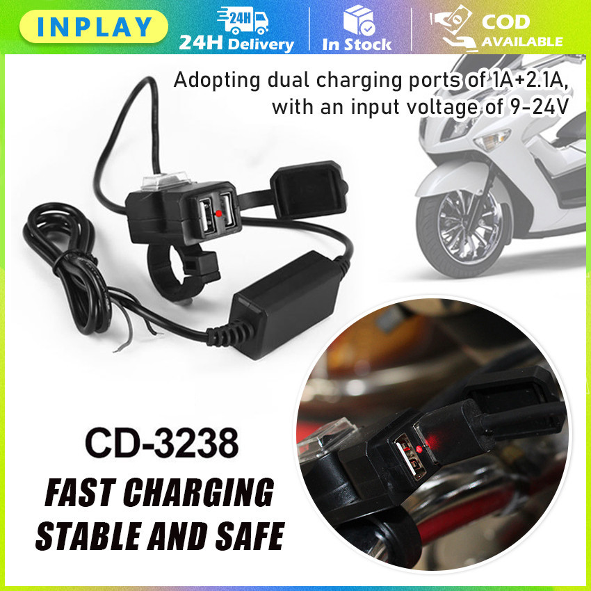 Motorcycle Digital Voltmeter Charger / Charger Motor Hp Carger Motor Waterproof USB Charger Motor 2 