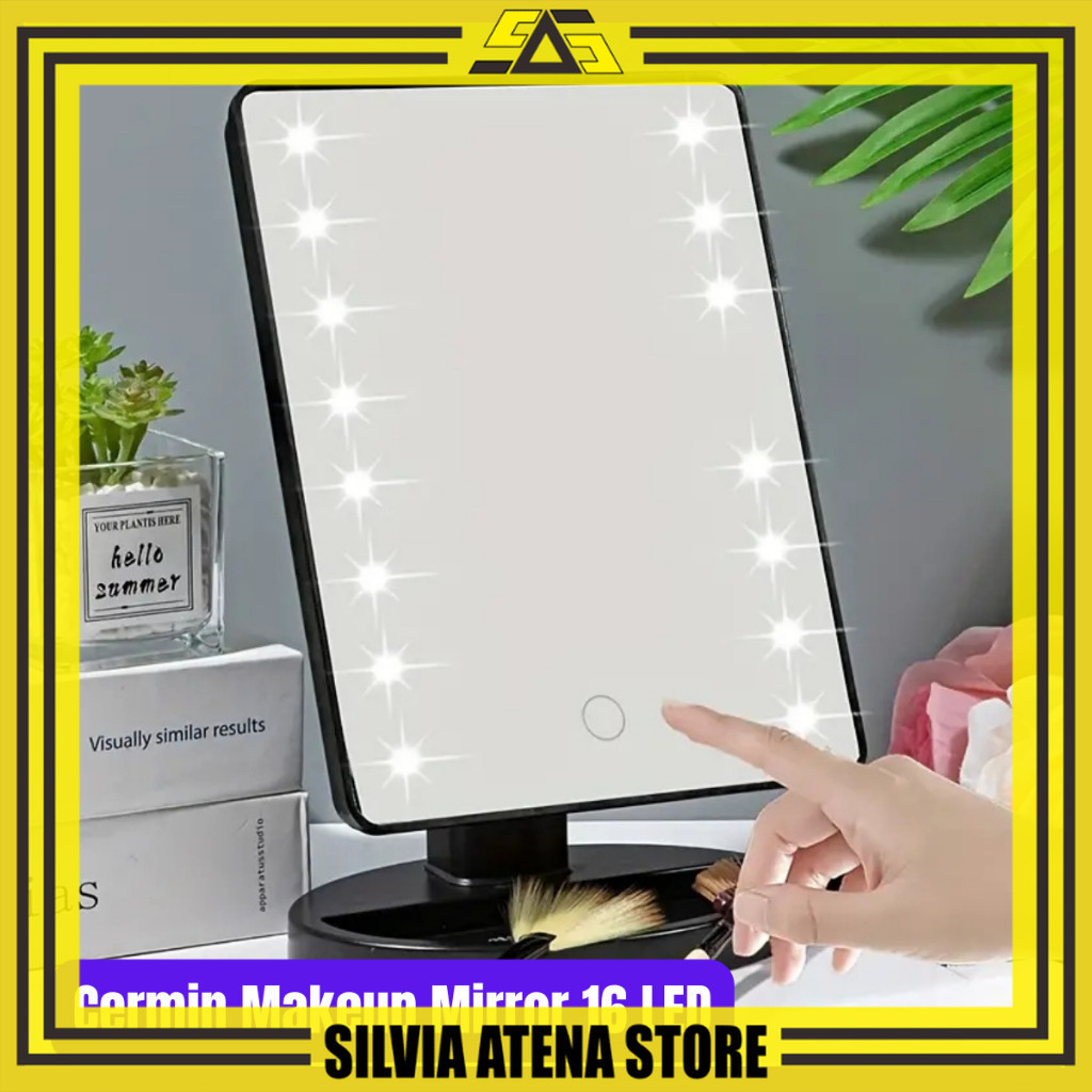 SILVIA ATENA STORE-Cermin Makeup Mirror 16 LED Light Home Solutions Cermin Makeup Mirror 16 LED Ligh