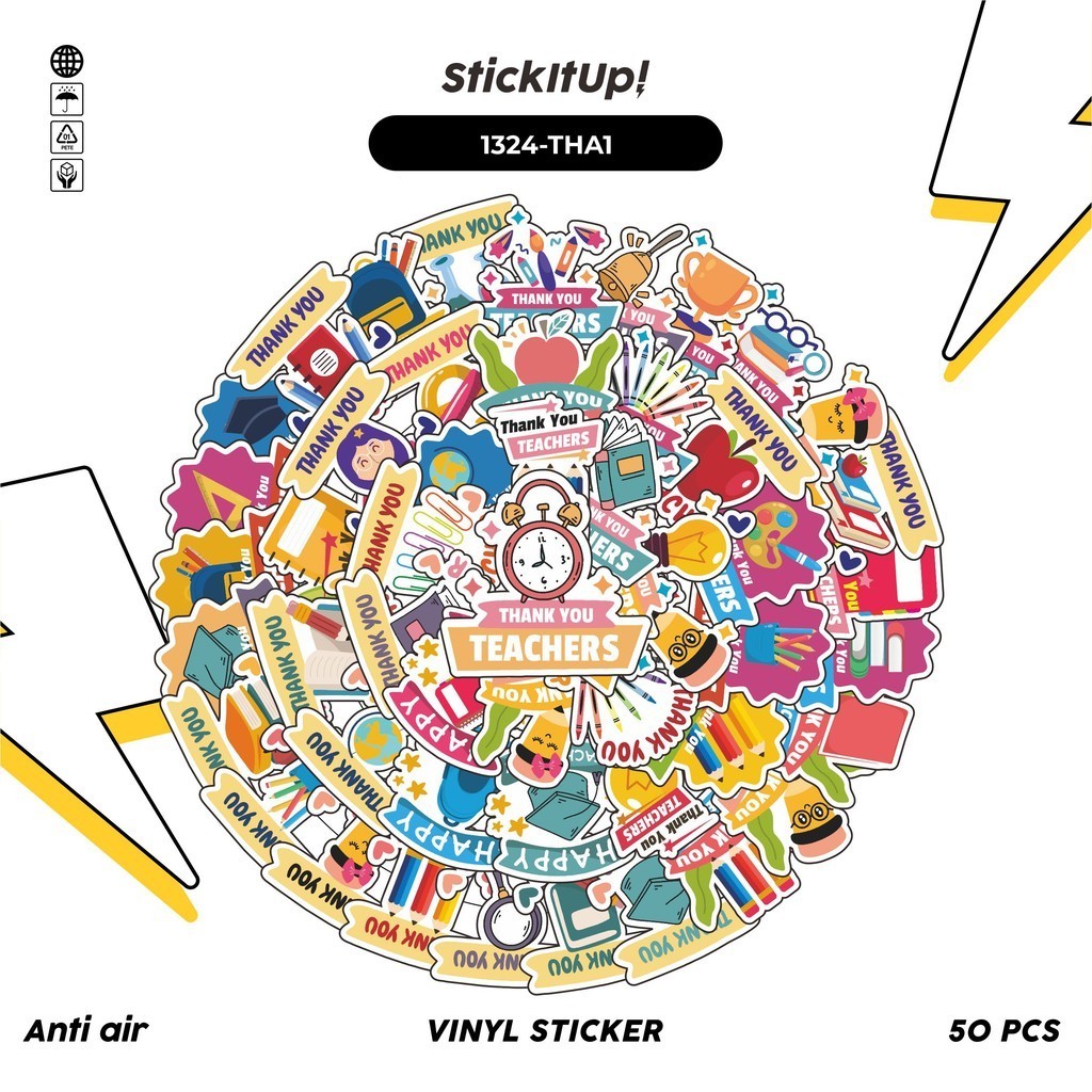 

COD✨ 100 Pcs Stiker Pack Thank You Series 01 Lucu Aesthetic Vynil Waterproof untuk Freebies Sticker Buku Journal Casing HP Laptop