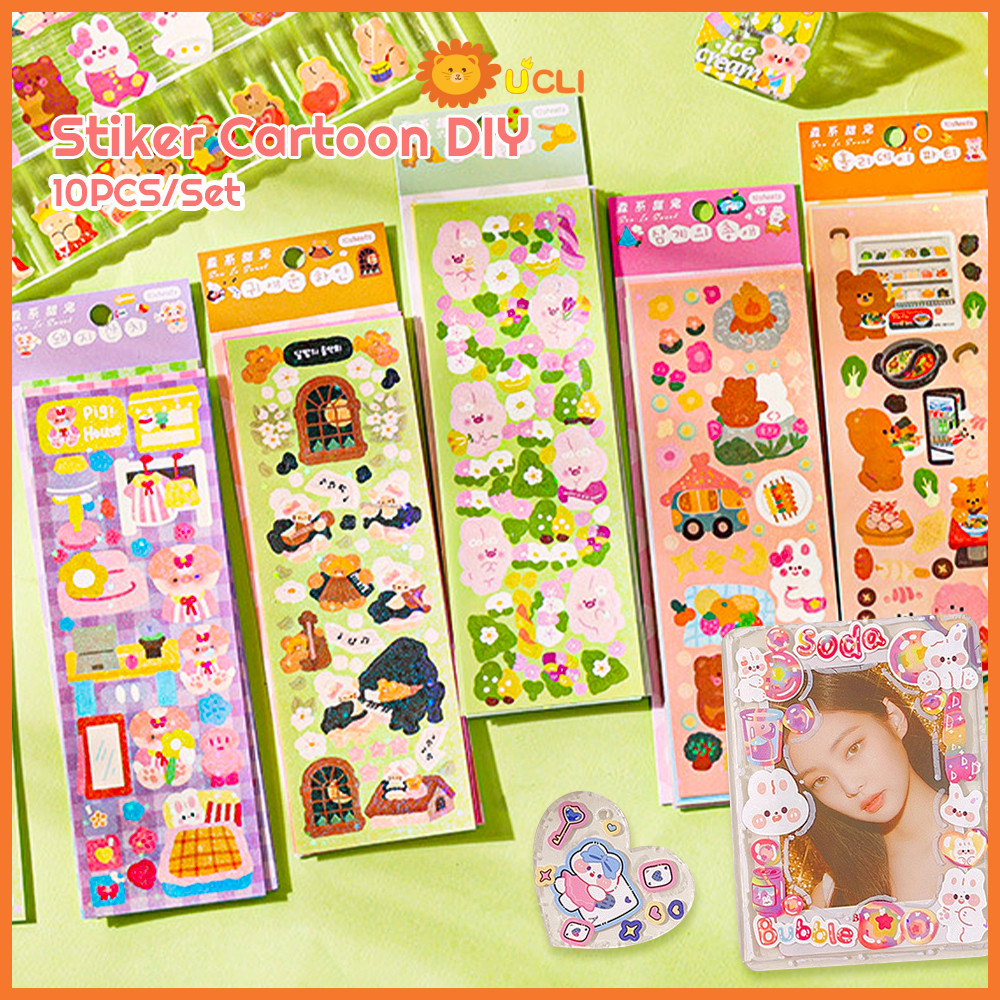 

Ucli 10pcs DIY Sticker Pack diary sticker Buku Jurnal Stiker Pack Deco Karakter Lucu Stiker Cartoon