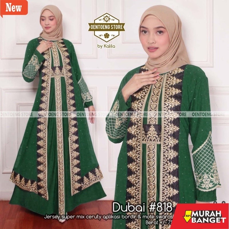 abaya shopee haul 2024 Gamis Dubai #818 Dress Busana Muslimah By Original Oentoeng Store