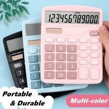 

ACEH.NONO 131226 Dual Solar Power Calculator 12 Digits LCD Display Student Exam Calculator For Office Home Supermarket Business Children Day Gifts