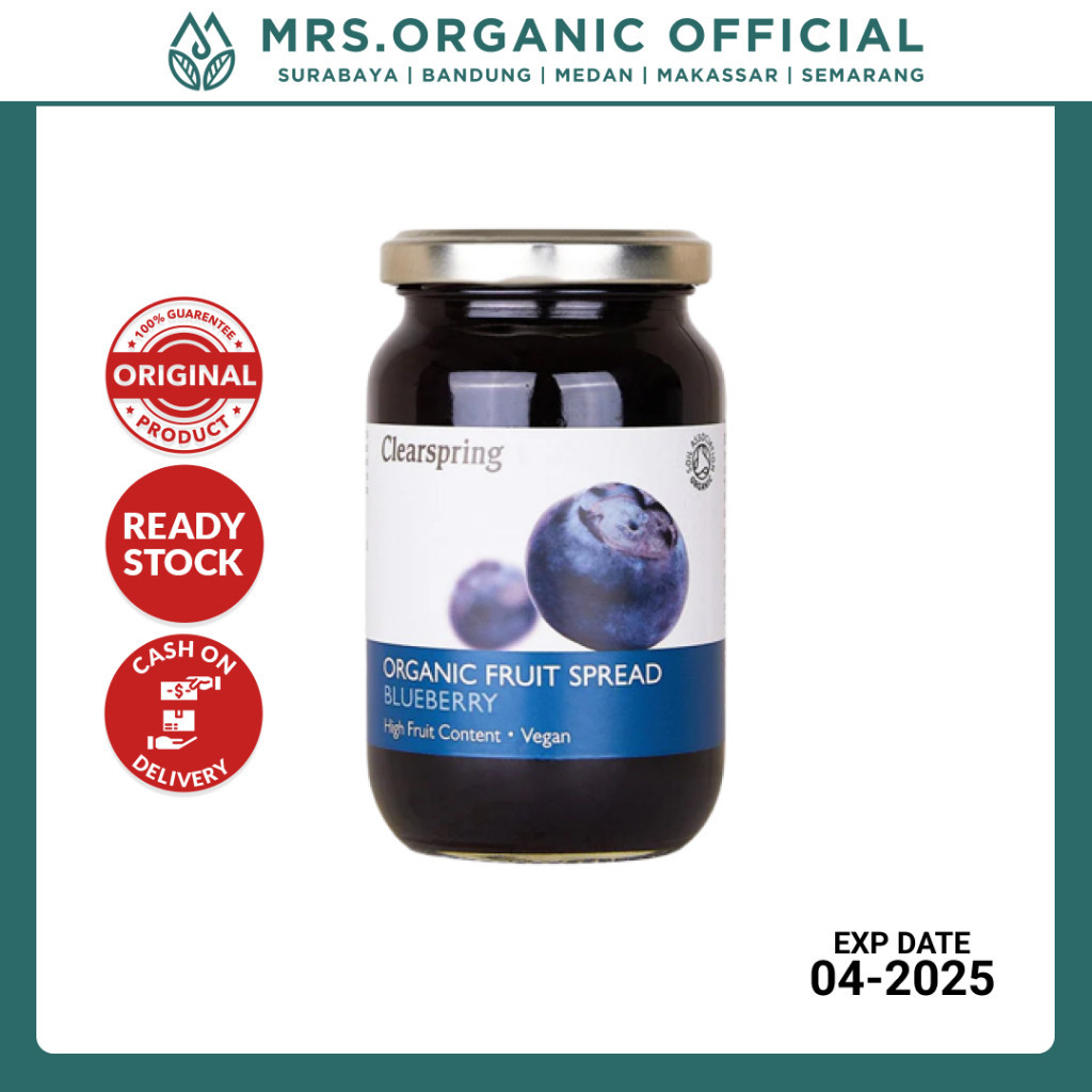 

Selai Buah Organik Clearspring Organic Blueberry Fruit Spread 280g